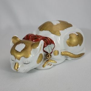 Japanese Porcelain Sleeping Cat Figure